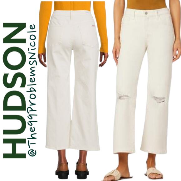 Hudson Rosalie Wide Leg Distressed Jeans - Picture 1 of 8